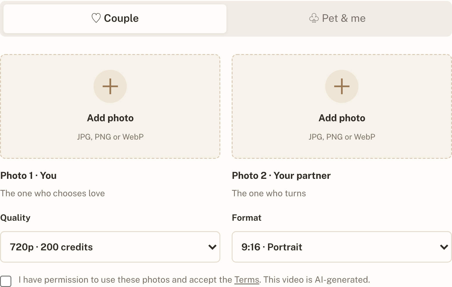 ZombieTrend creator with Couple and Pet & me stories and two separate photo slots